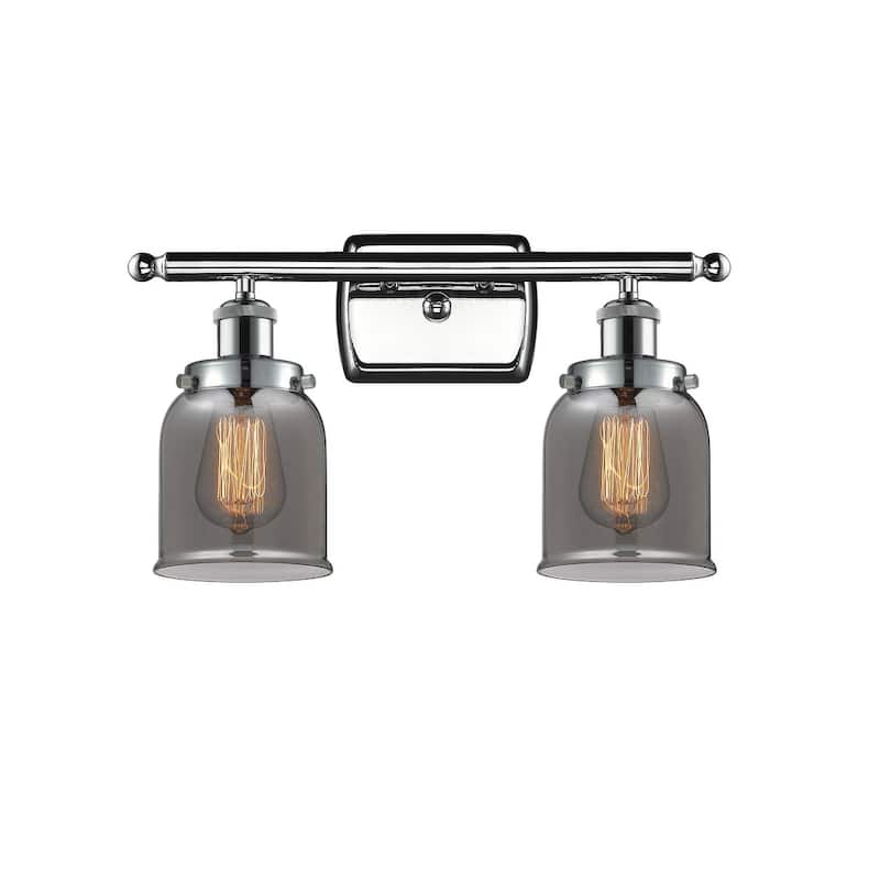 Innovations Lighting Small Bell 2 Light 16" Wide Vanity Light - Polished Chrome / Plated Smoke