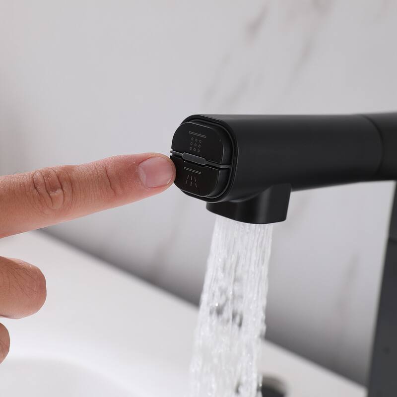 Single Handle Double-Function Liftable Pull Out Bathroom Sink Faucet