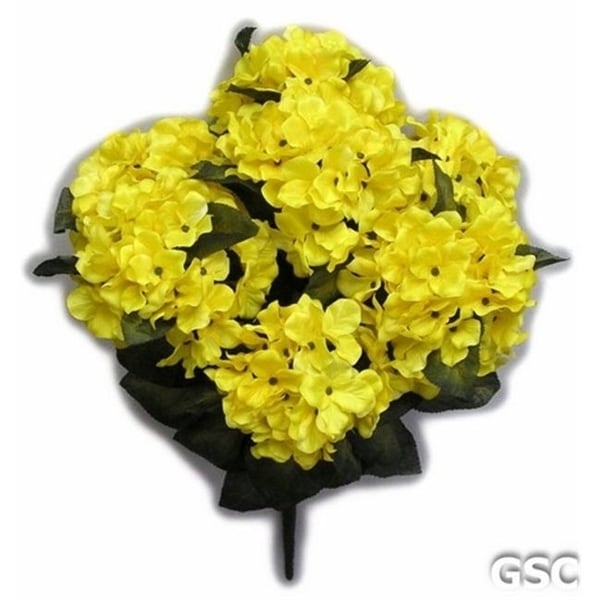 Admired by Nature GPB730-YELLOW Artificial Full Blooming Stain Hydrangea Yellow