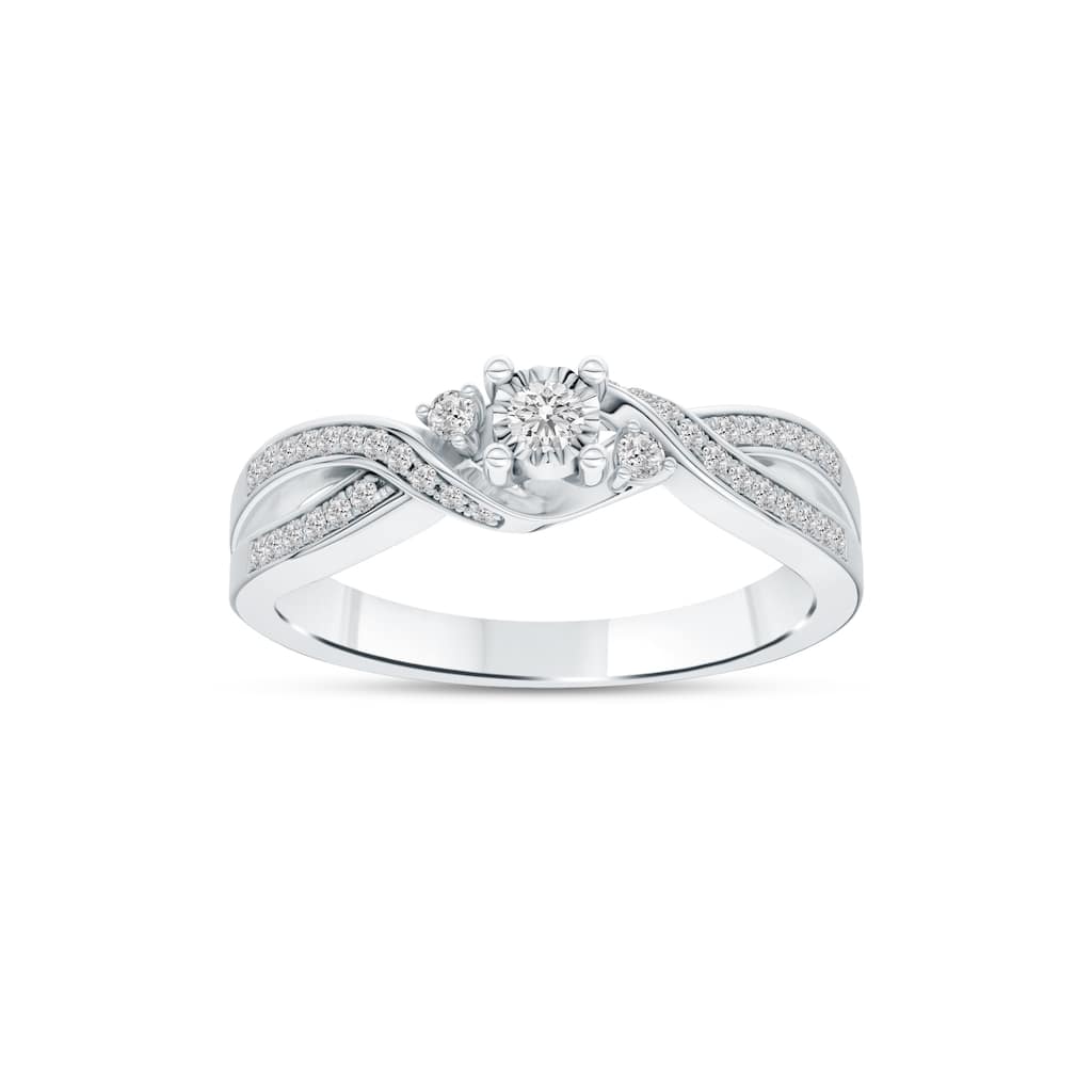 1/6ct TDW Diamond Criss Cross Engagement Ring in 10K White Gold for Women