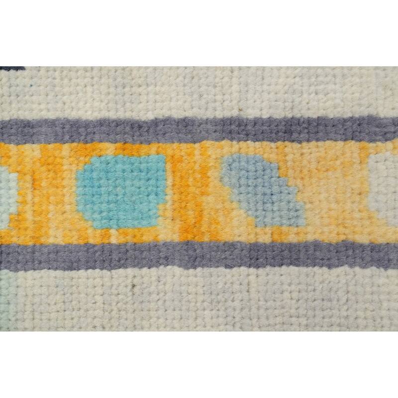 Hand Knotted Oriental 100% Wool Carpet Modern Geometric Navy Blue & Blues Gabbeh Area Rug - 9' 4'' X 8' 1''