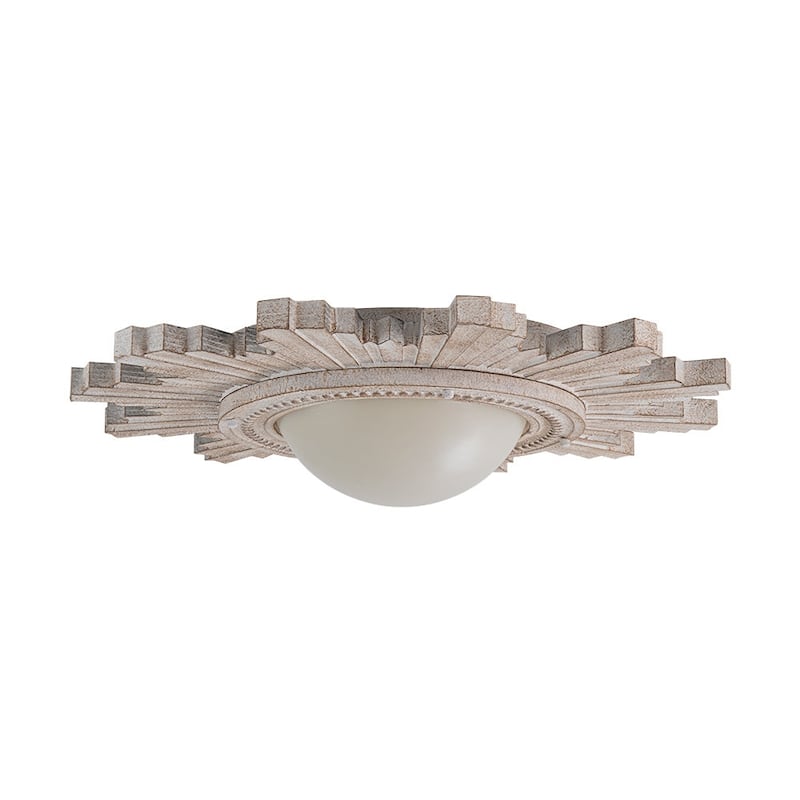 Antique Art Deco Wood Style Sunburst Flush Mount Light Wall Decor