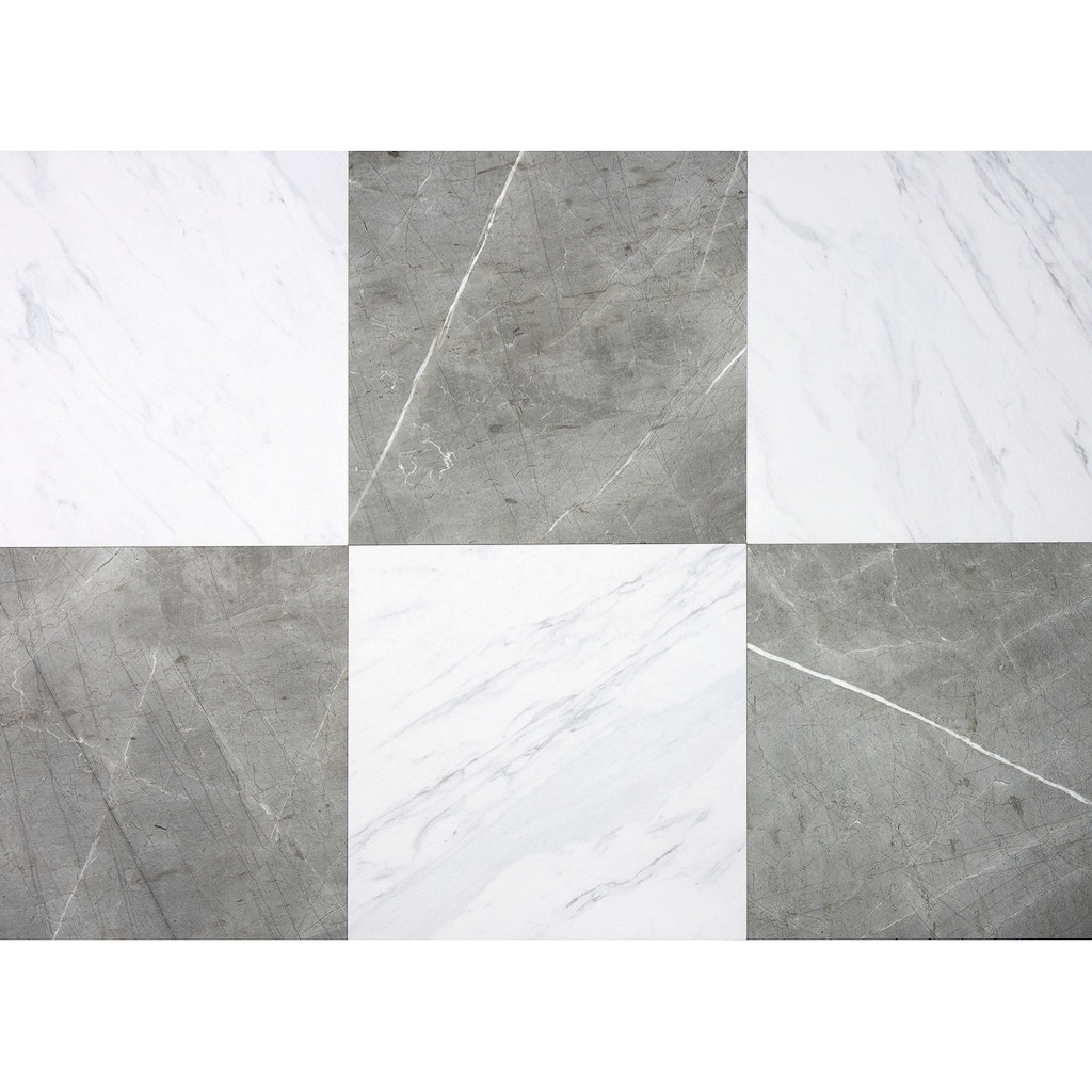 Chris Loves Julia x FloorPops Grey and White Marble Bonneville Peel and Stick Floor Tiles