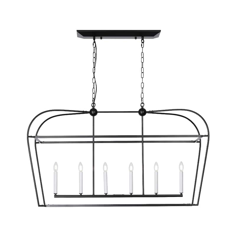 Linear Lantern 6-Light Foyer Debonair Island Chandelier Candle - N/A