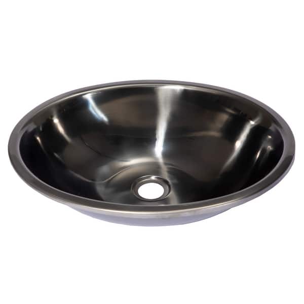 slide 2 of 5, Oval 17.52 x 14-in Stainless Steel Sink in Black with Drain