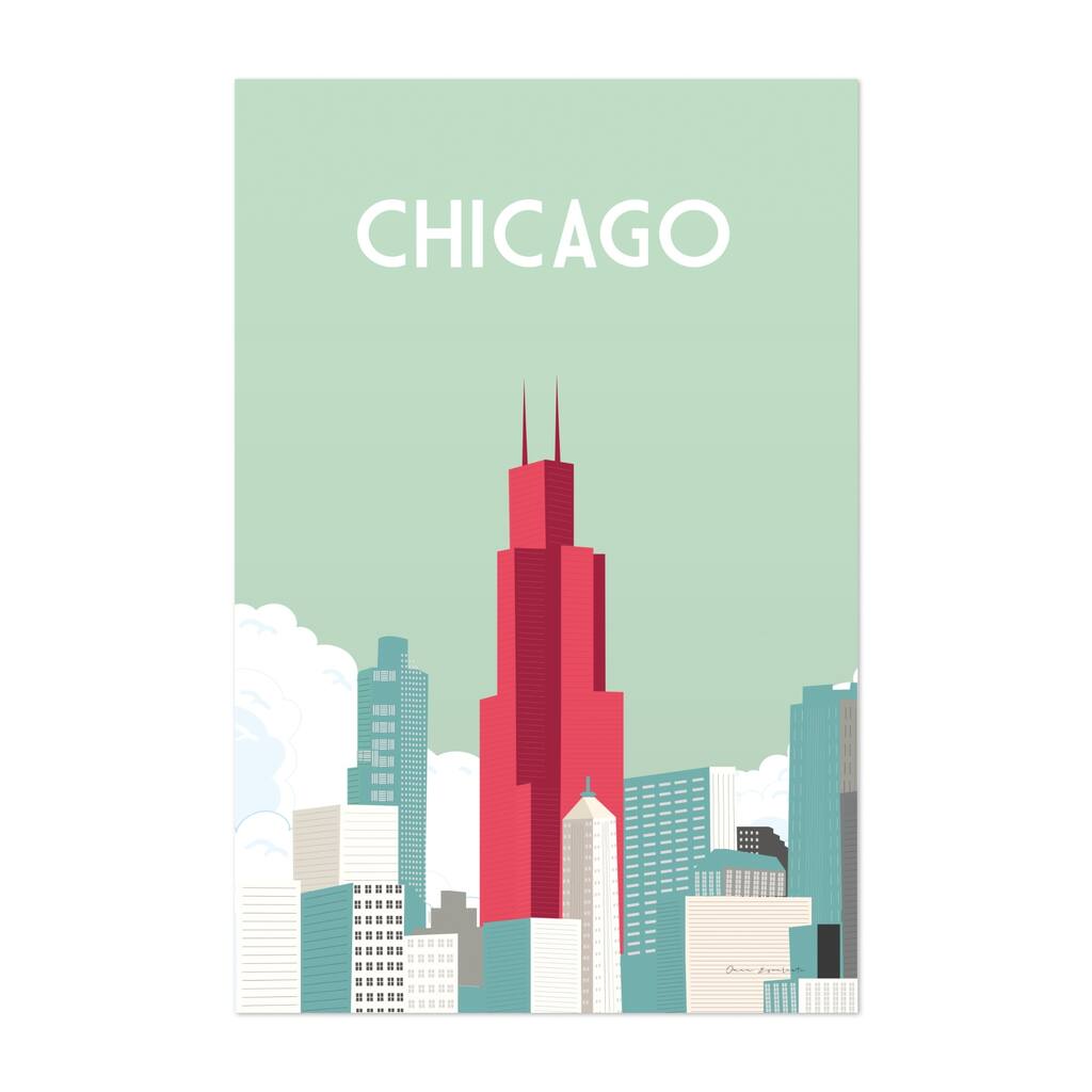 Chicago Typography Architecture Building Travel Art Print/Poster