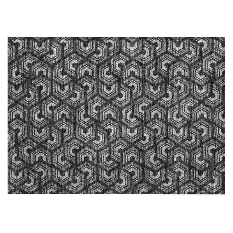 Machine Washable Indoor/ Outdoor Modern Zoa Chantille Rug