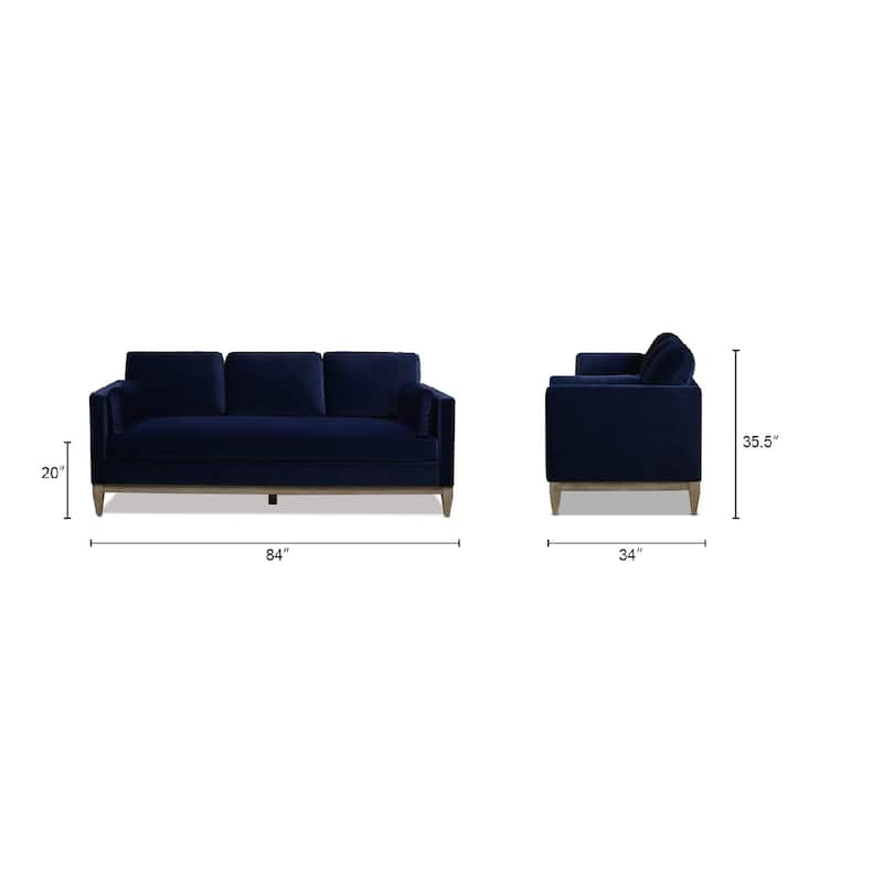 Knox 84" Modern Farmhouse Velvet Track Arm Sofa