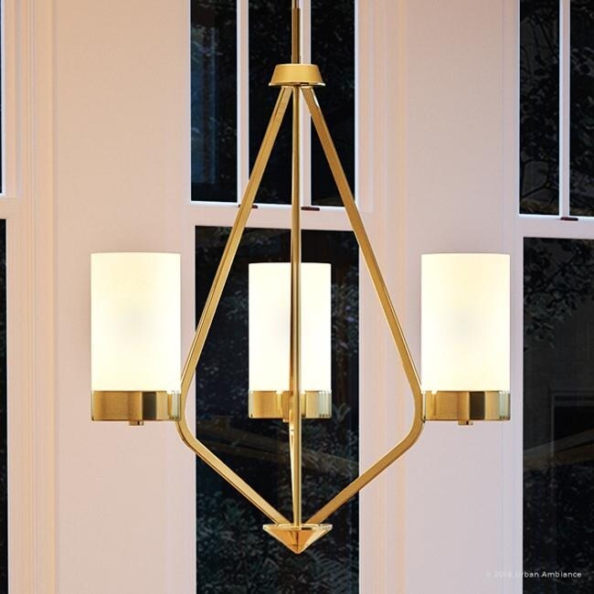 Luxury Contemporary Chandelier, 23"H x 21.75"W, with Mid-Century Modern Style, Brushed Bronze Finish by Urban Ambiance (60 to 100 Watts - Steel - - Chandeliers For Bedrooms by Overstock.com