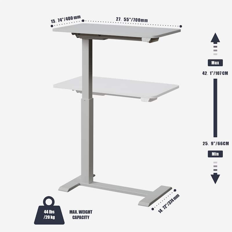 KOWO Electric Height Adjustable Side Table Soft Touch Bedside End Table with Quiet Motor, Modern Nightstand for Home & Office