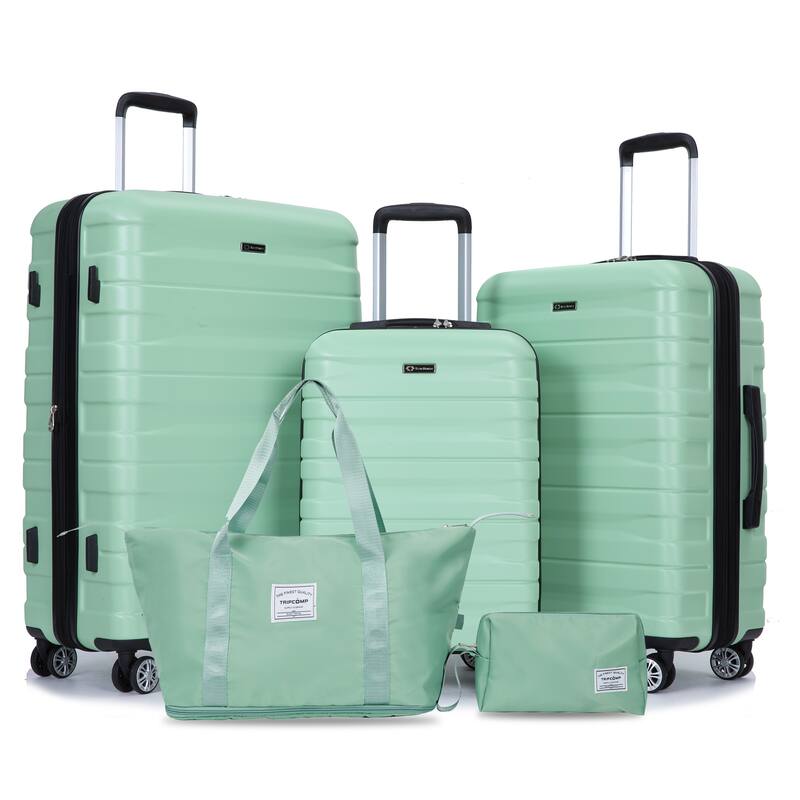 5PCS PC Luggage Set with TSA Lock - Light Green