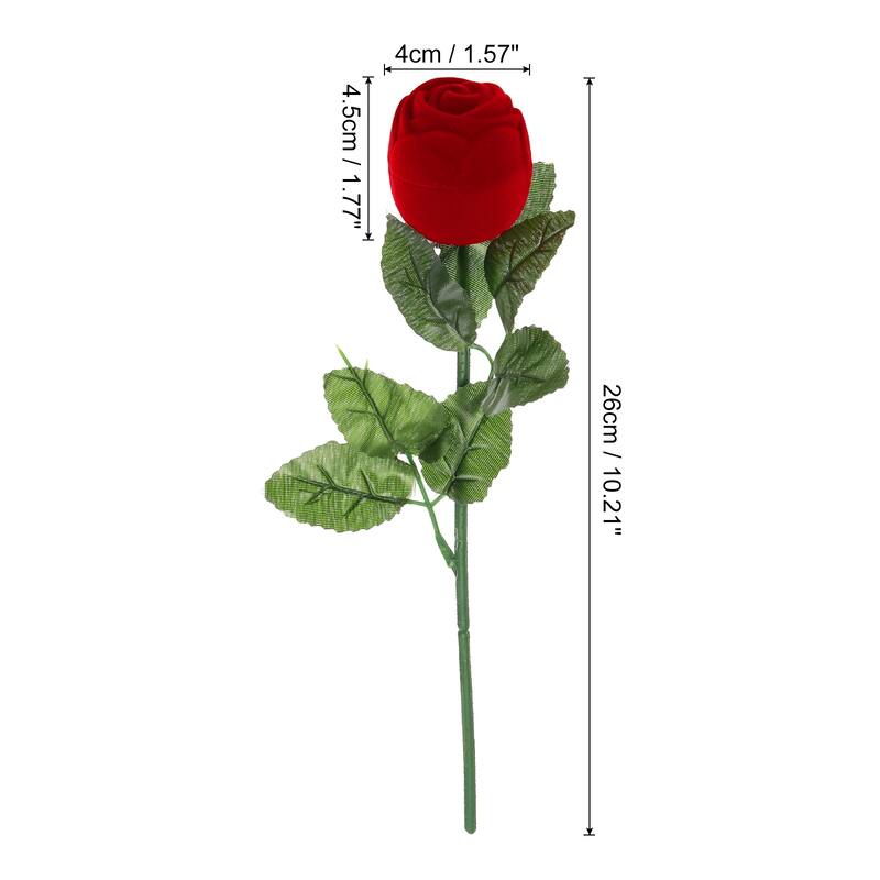 Rose Ring Box Rose Romantic Engagement Ring Box Jewellery Storage - Red - 1 pcs