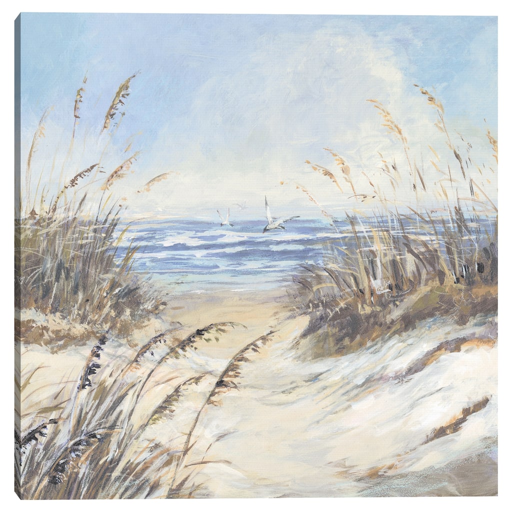 Beach Grass Seagulls by Susan Winget Canvas Art Print