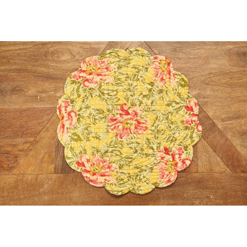 Splendor Cotton Quilted Round Reversible Placemat Set of 6 - Set of 6