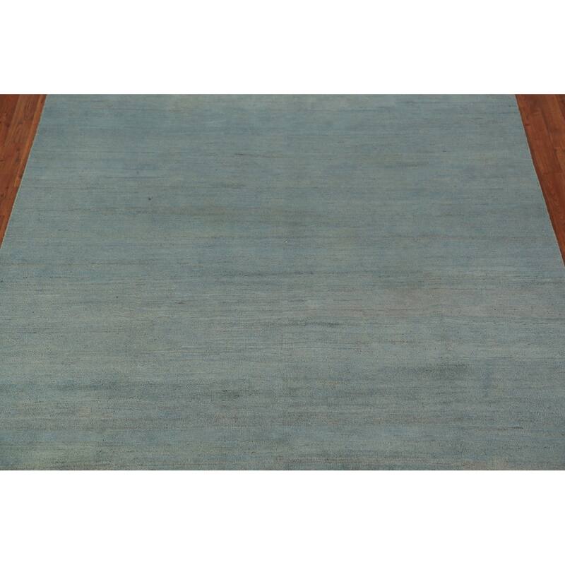 Aqua Blue Modern Gabbeh Oriental Area Rug Handmade Wool Carpet - 6'7" x 9'6"