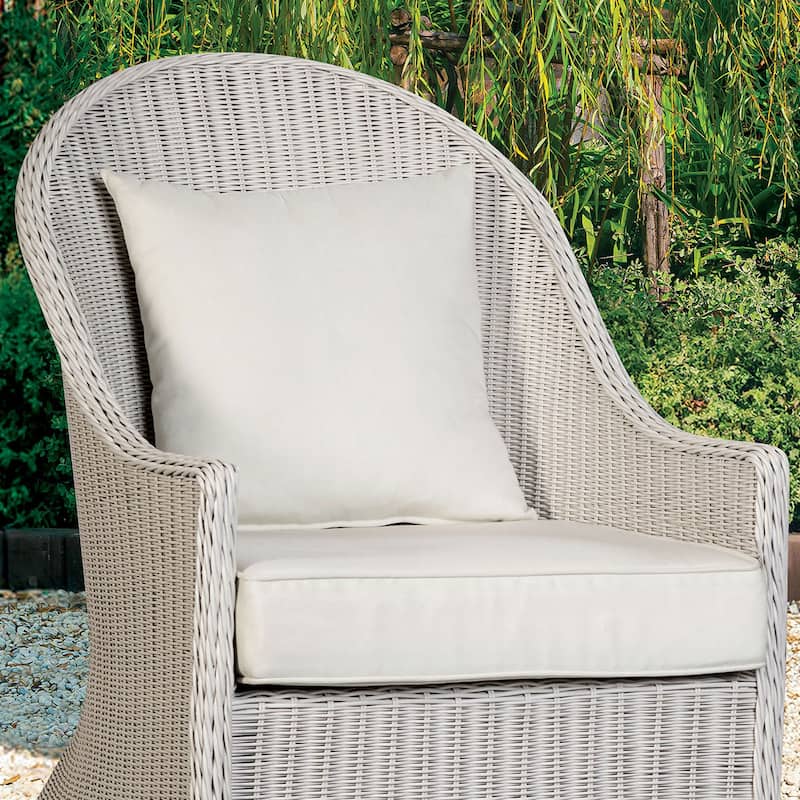 Furniture of America Plato Modern White Wicker Patio Swivel Chair