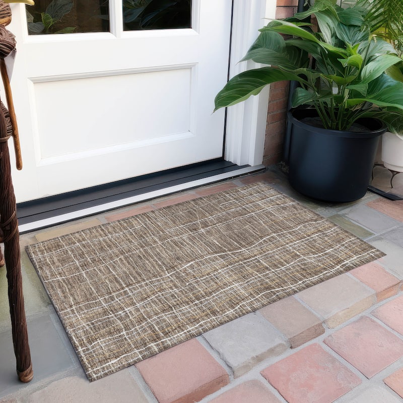 Machine Washable Indoor/ Outdoor Modern Century Chantille Rug
