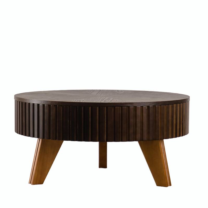 Retro Round Coffee Table with Storage