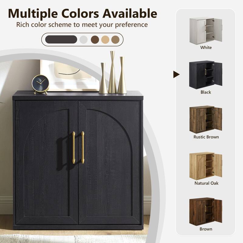 31" Modern Arched Recess Sideboard, Wood Kitchen Buffet, File Cabinet