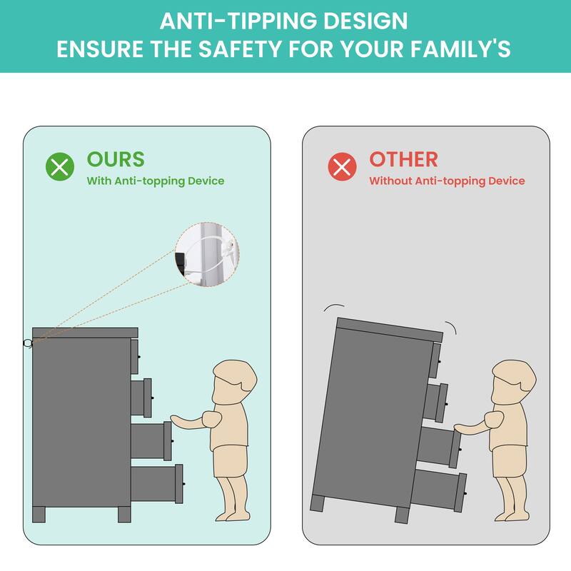 Modern Drawer Dresser Clothes Organizer with 8 Drawers Metal Handles Anti-tipping Device, for Living Room Bedroom Hallway, White