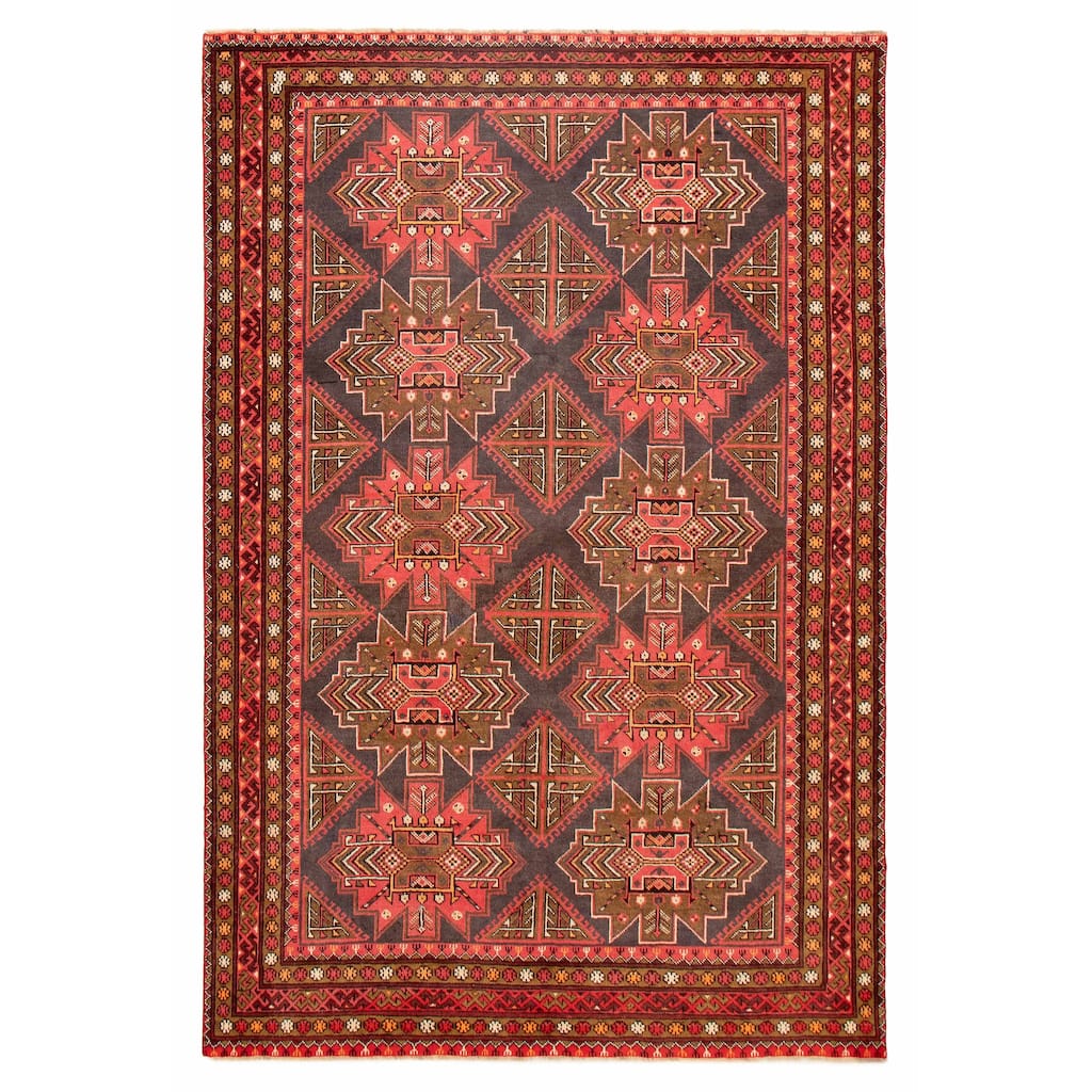 ECARPETGALLERY Hand-knotted Finest Kargahi Grey Wool Rug - 6'6 x 9'6