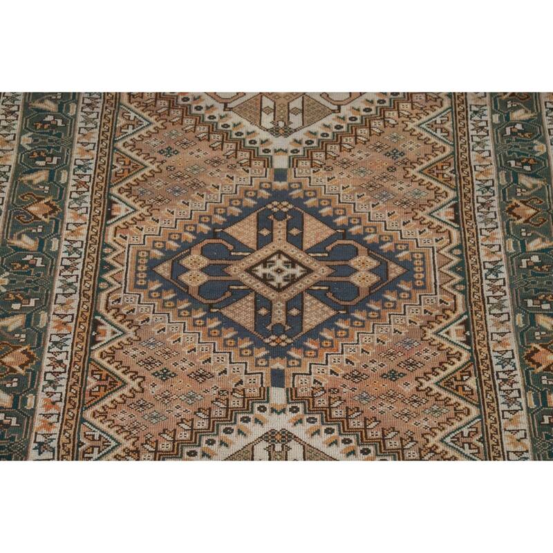 Geometric Bakhtiari Persian Vintage Rug Handmade Wool Carpet - 5'3" x 10'0"
