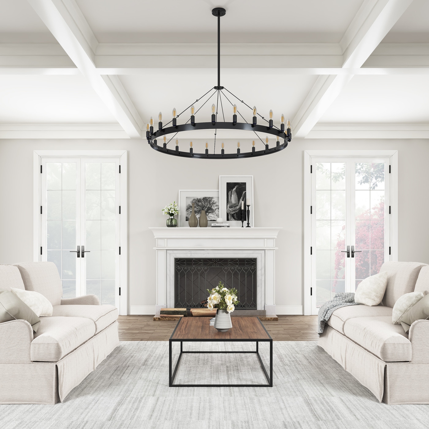 Black rod iron chandelier top