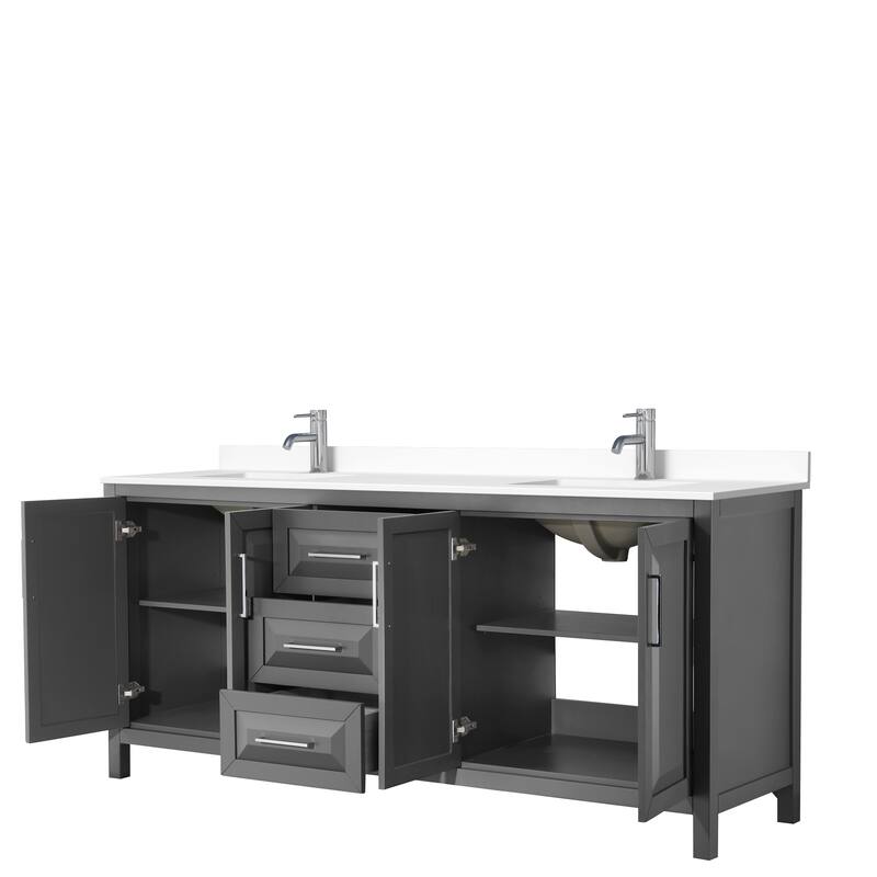 Daria 80 Inch Double Vanity, Cultured Marble Top