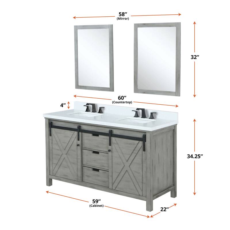 Marsyas Bath Vanity, Cultured Marble Countertop, Faucet Set and Mirrors