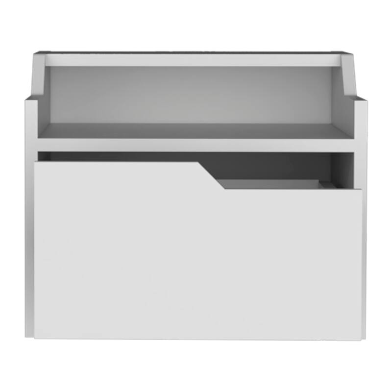 Modern Floating Nightstand with Dual-Tier Design and Spacious Drawer Storage, White