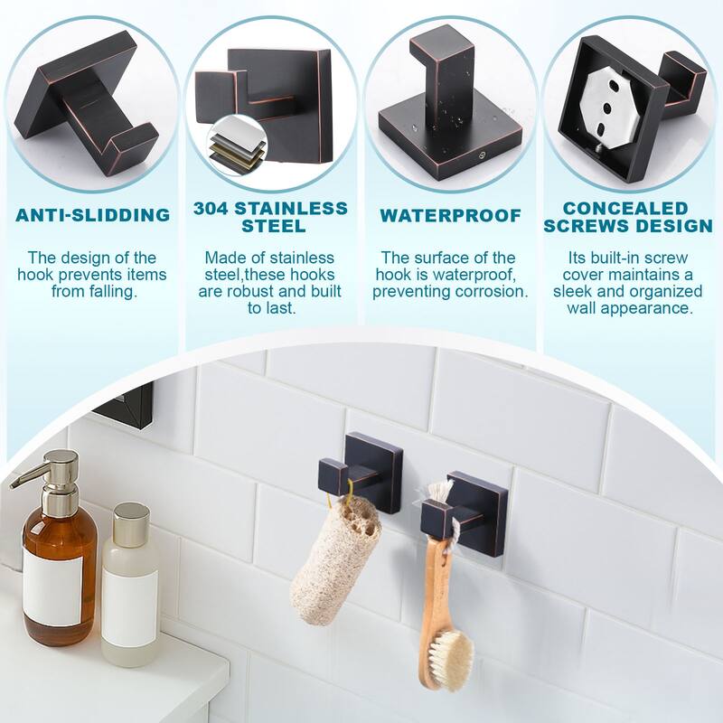 WOWOW J-Hook Wall Mount Robe/Towel Hook 2PCS