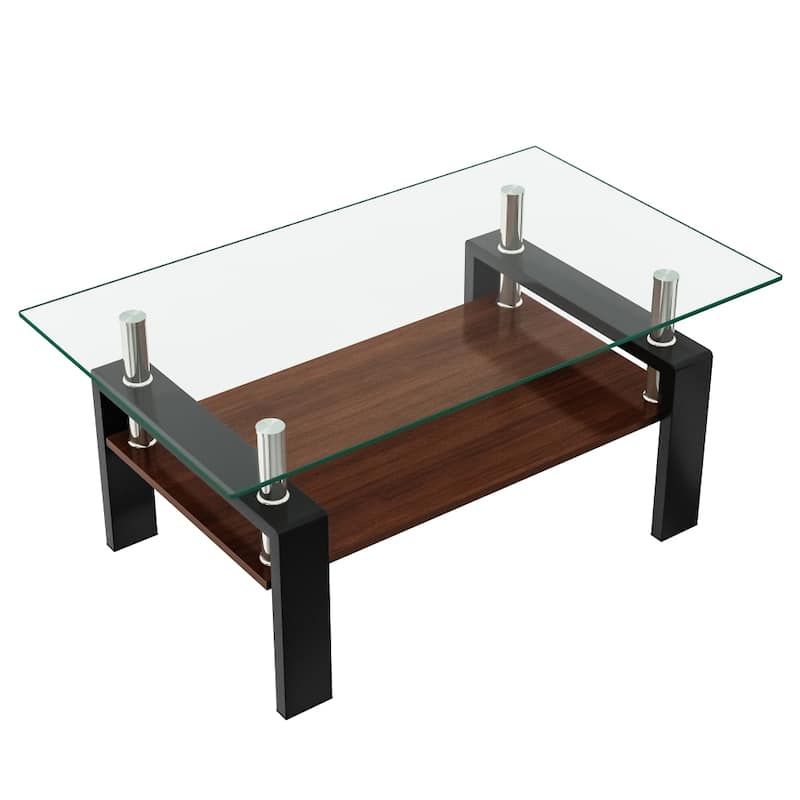 Rectangle Tempered Glass Tabletop Coffee Table