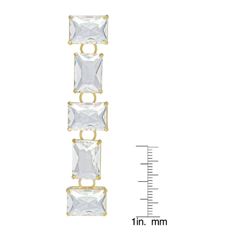 Victoria Townsend Gold Plated Clear Crystal Long Drop Dangling Earrings