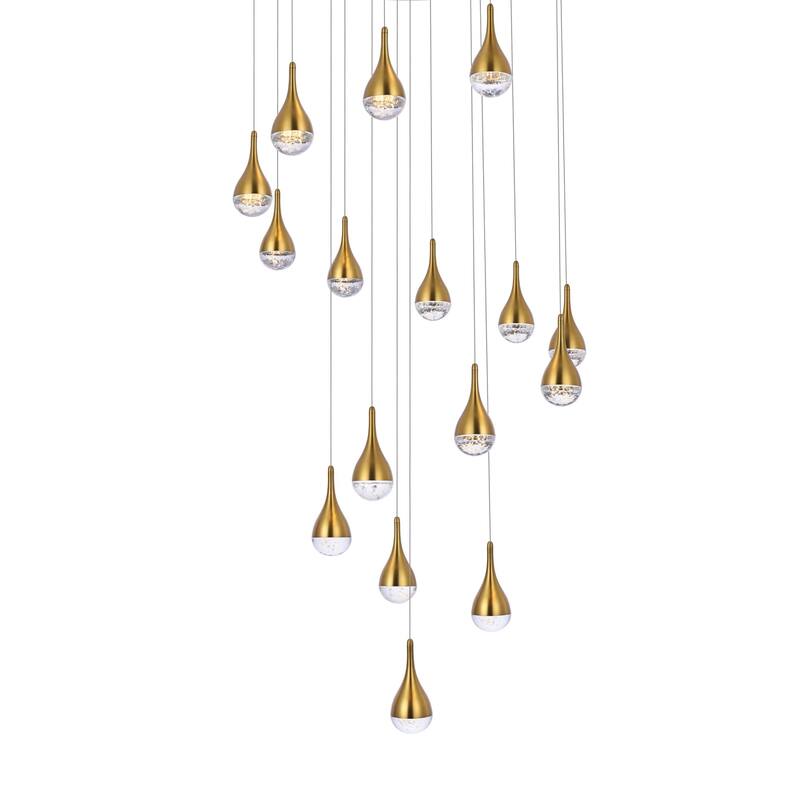 Elegant Lighting 3816D36 Amherst 16 Light 36" Wide LED Chandelier - Satin Gold