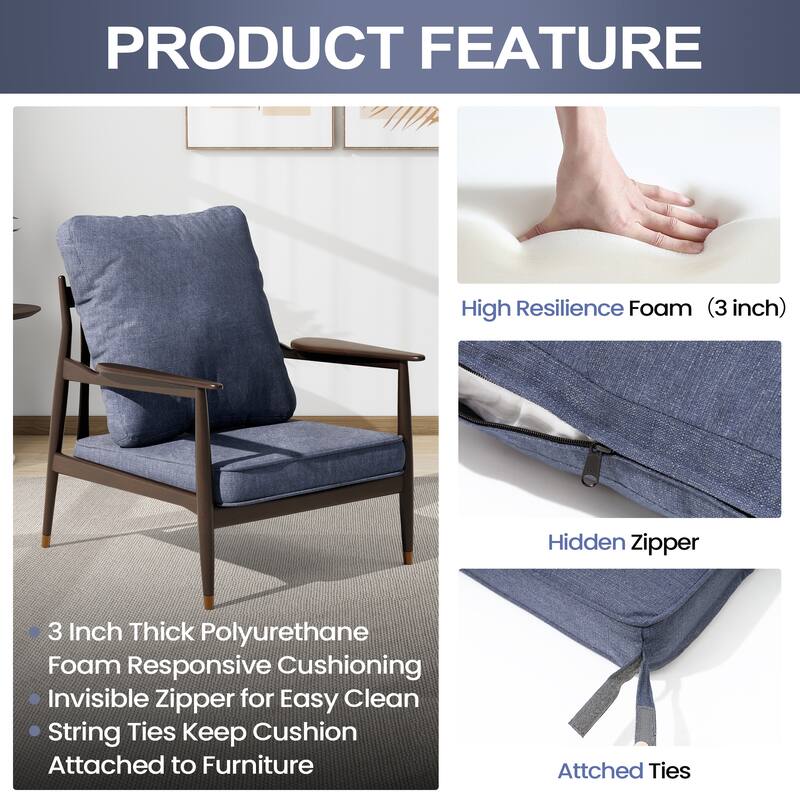 22 x 21 in Outdoor Patio Deep Seat Cushions Set Water Resistant