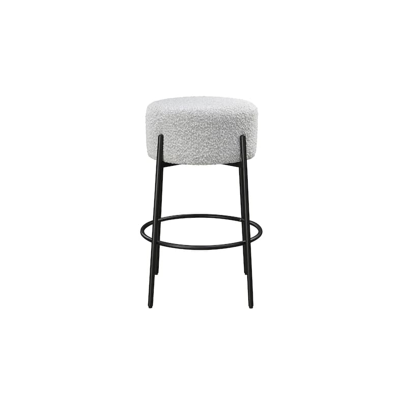 LuXeo Danica Bar Stool Black Steel Legs with Upholstered Seat (Set of 2)