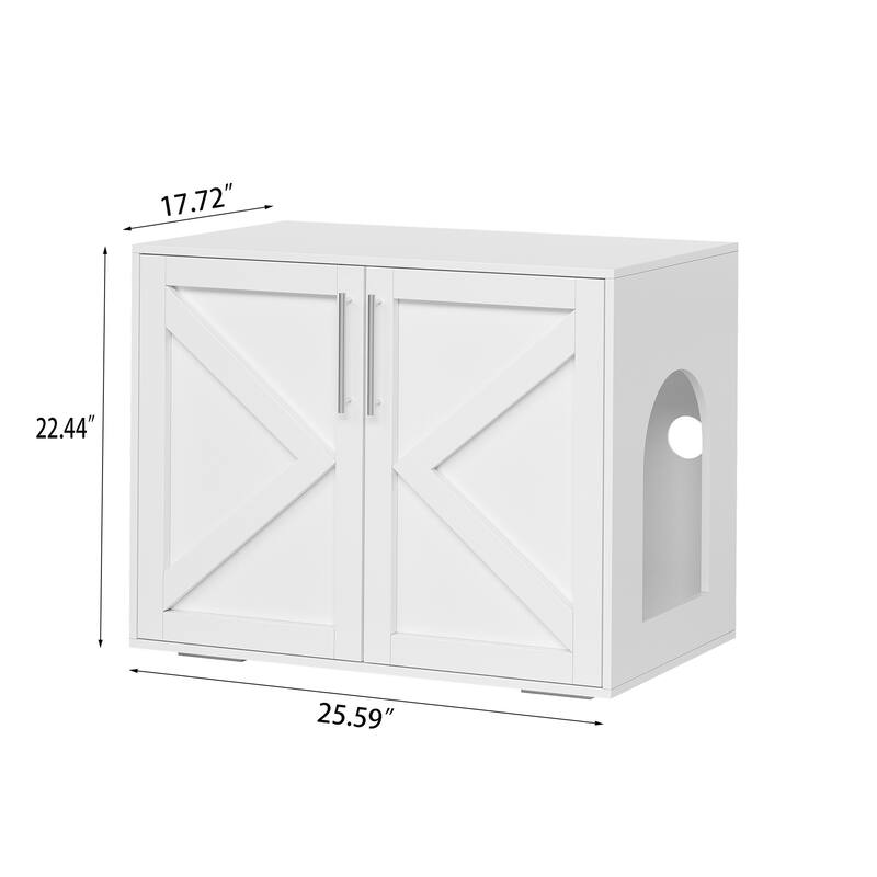 Cat Litter Box Enclosure, Hidden cat Litter Box Furniture with with 2 Doors and Pads