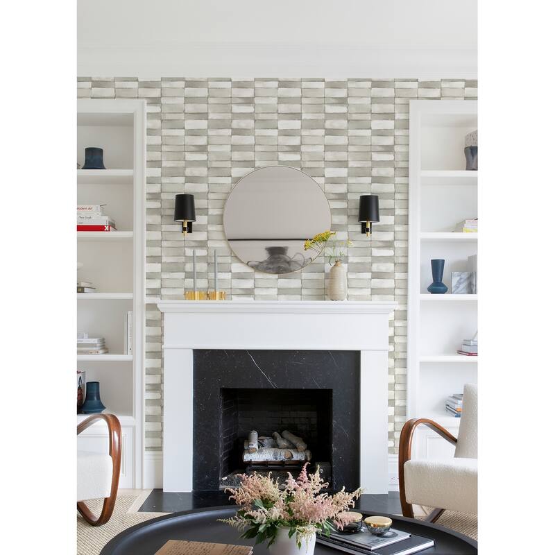 A-Street Prints Braden Silver Tile Wallpaper