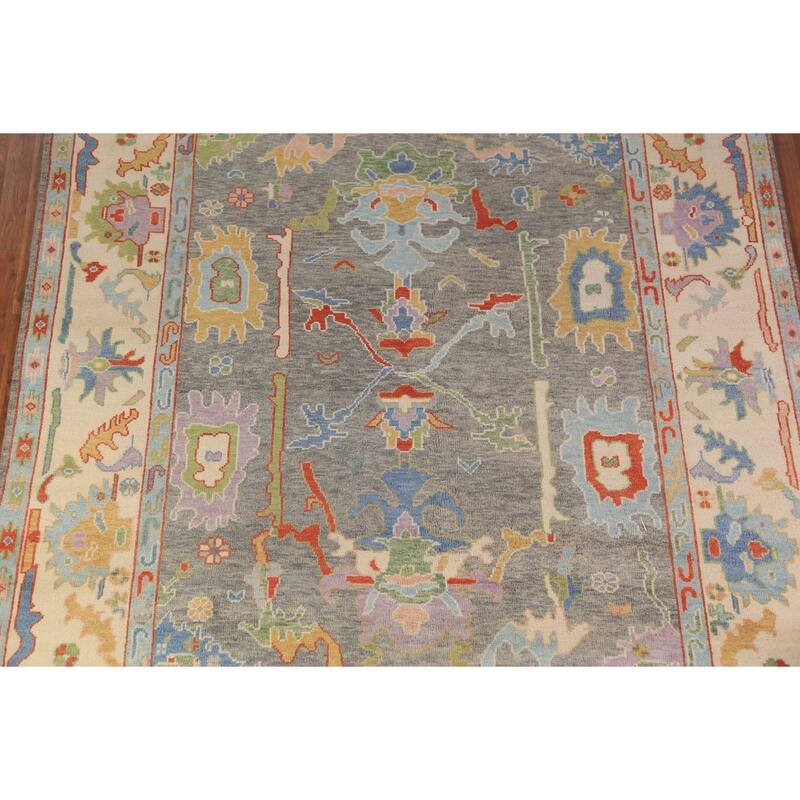 Oushak Indian Area Rug Handmade Transitional Grey Wool Carpet - 8'0"x 9'10"