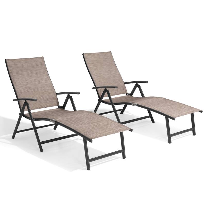 Outdoor Aluminum Folding Recliner Adjustable Chaise Lounge Chairs - See Picture