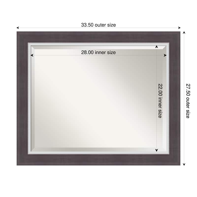 Ellie Beveled Framed Bathroom Vanity Wall Mirror - Ellie Brown Silver - 34 x 28 in