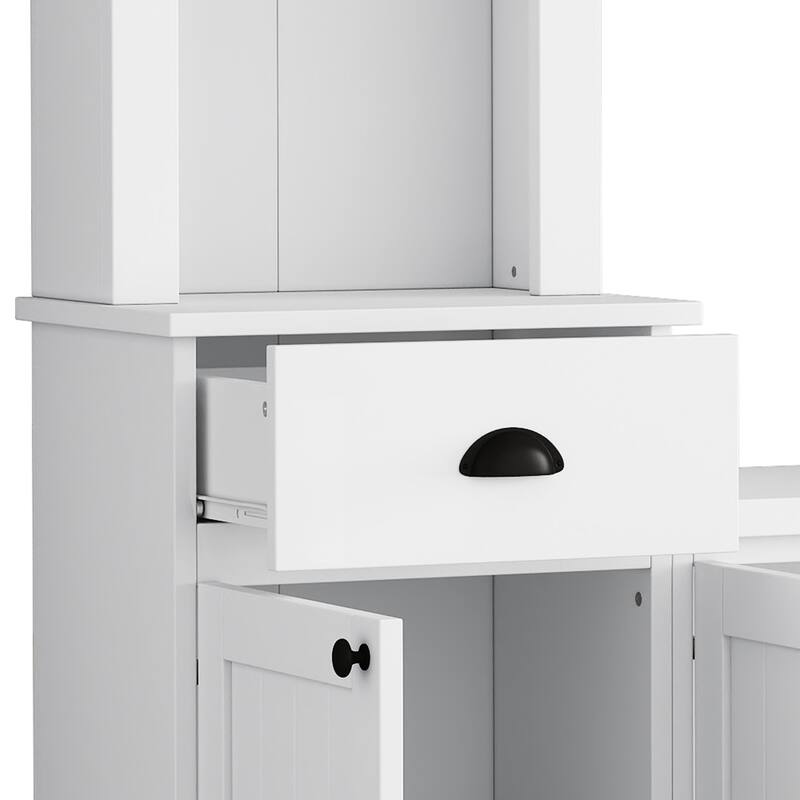 Minimalist Entertainment Wall Unit with Bridge for 75" TVs & Adjustable Shelves