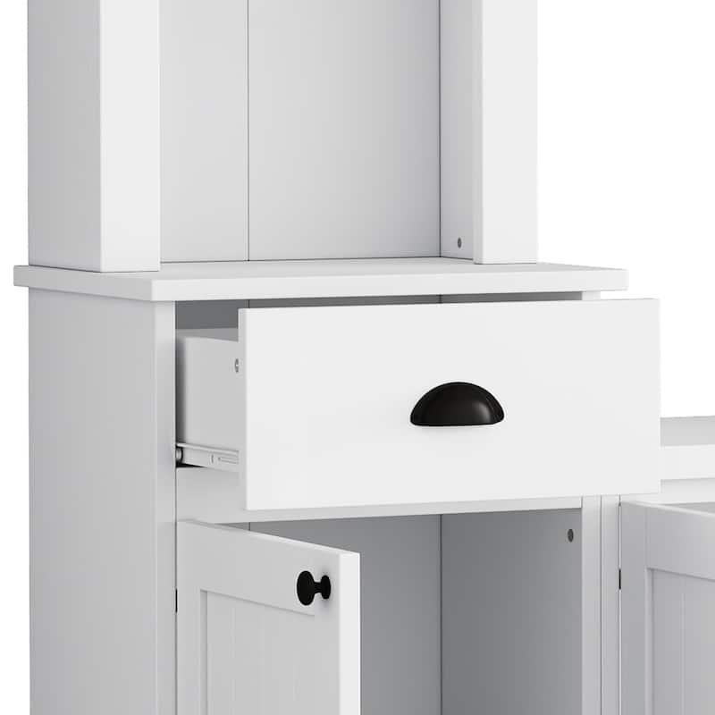 Roomfitters Modern Entertainment Wall Unit Set with Bridge, Large Media Console and TV Stand with Adjustable Shelves