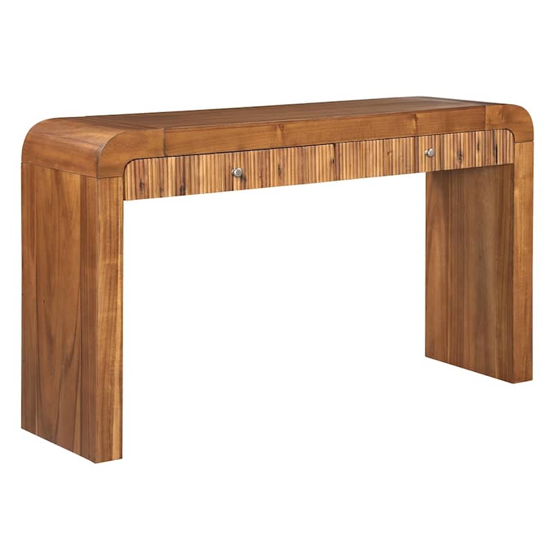 Entryway Table Console Table with Fluted 2-Drawer Rustic Sofa Table