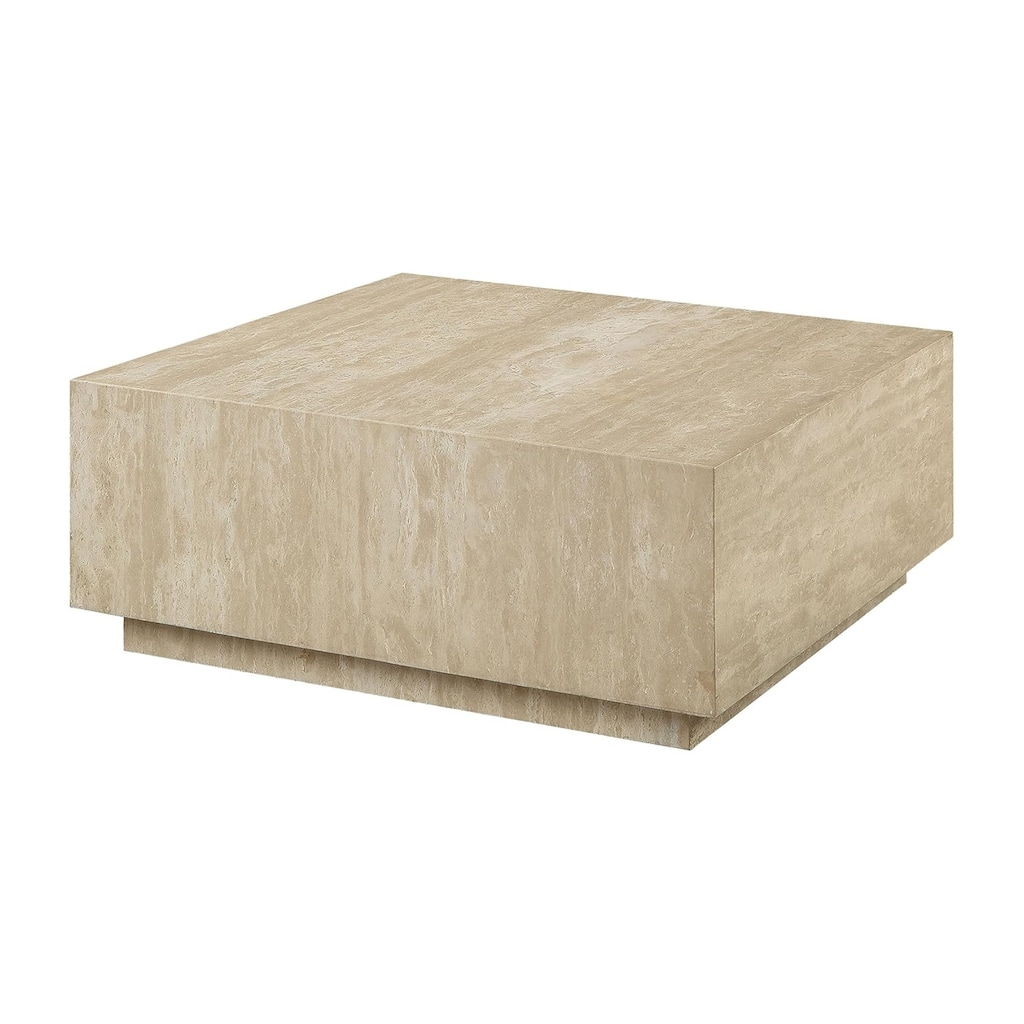 Square Coffee Table with Marble Top in Natrual