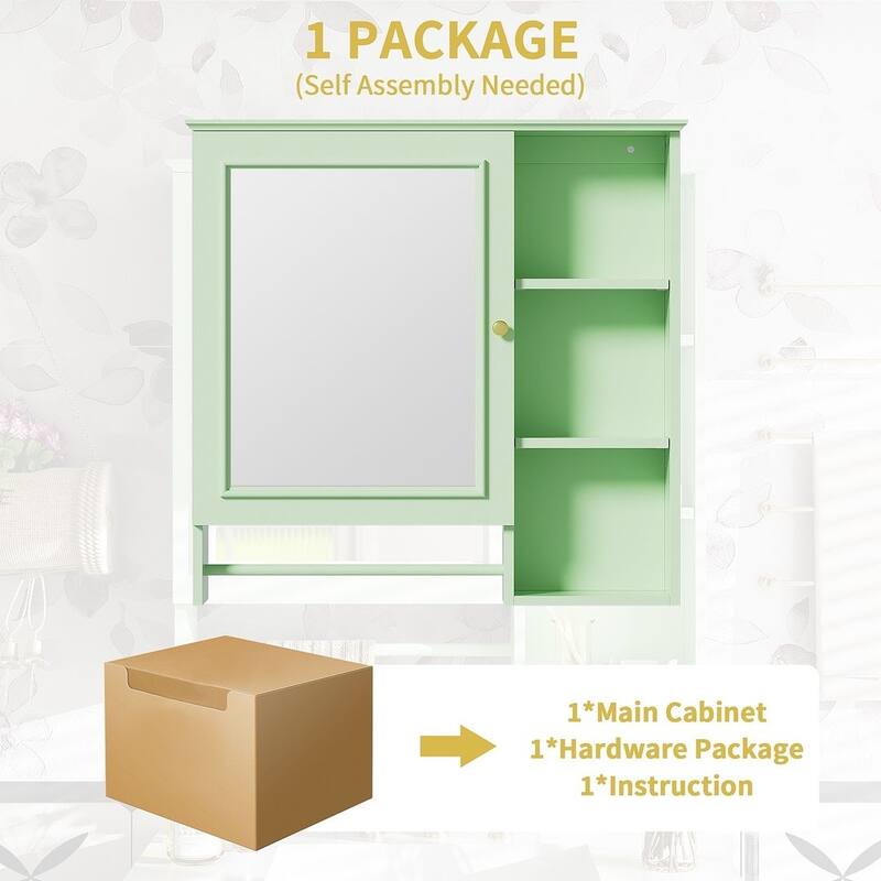 30'' Bathroom Vanity with Top Sink, Freestanding Vanity Set with Mirror Cabinet