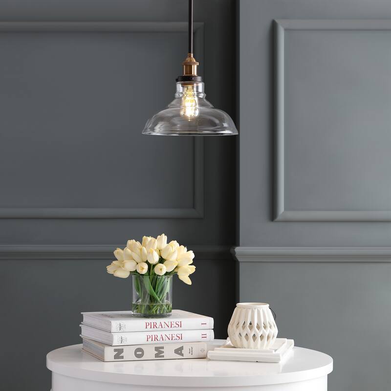 SAFAVIEH Lighting Saul Adjustable 1-light LED Dark Grey Pendant - 11" W x 11" D x 16.5-46.5" H
