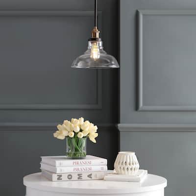 SAFAVIEH Lighting Saul Adjustable 1-light LED Dark Grey Pendant - 11" W x 11" D x 16.5-46.5" H