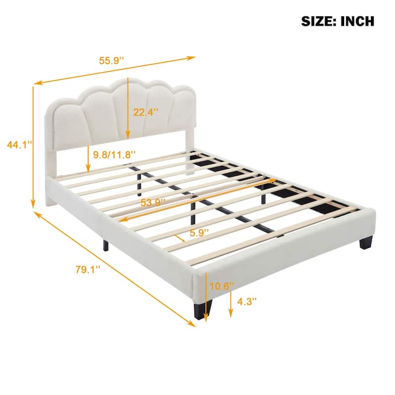 Upholstered bed with LED lights