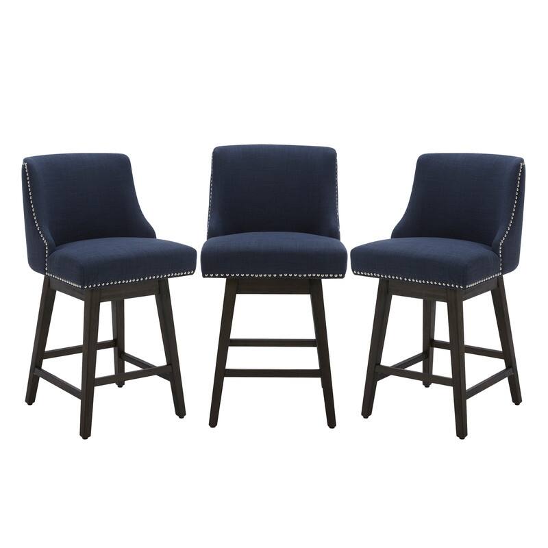 Spruce & Spring Oliver Counter Height Swivel Barstool Set - Set of 3 - Insignia Blue - Counter Height